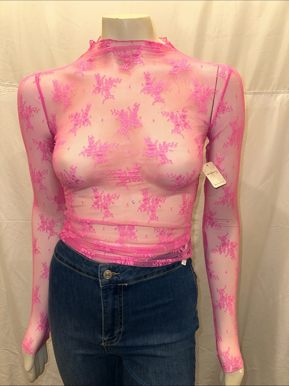 NWT Intimately by Free People Lady Lux Layering Top Neon Pink XS